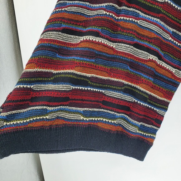 Vintage 90s Y2K Protege 3D Knit Abstract Henley Grunge Grandpa Sweater Large - Picture 8 of 8